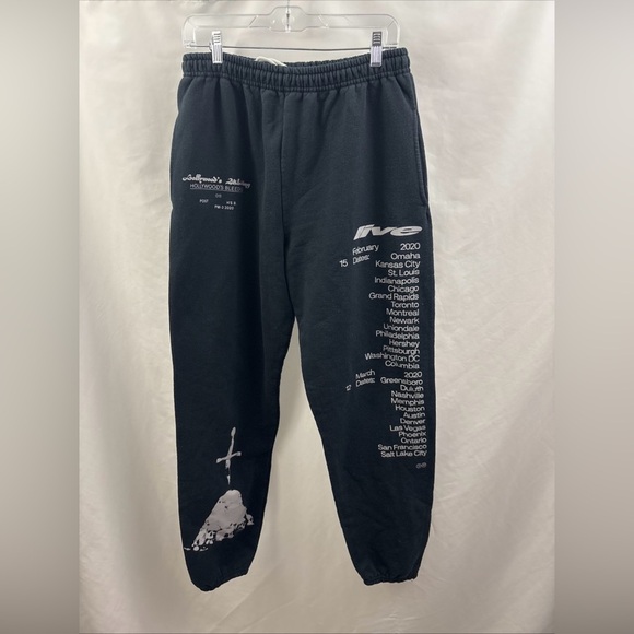 Post Malone Hollywood’s Bleeding Sweatpants Size Medium Black 2020 Tour Concert - Picture 3 of 8